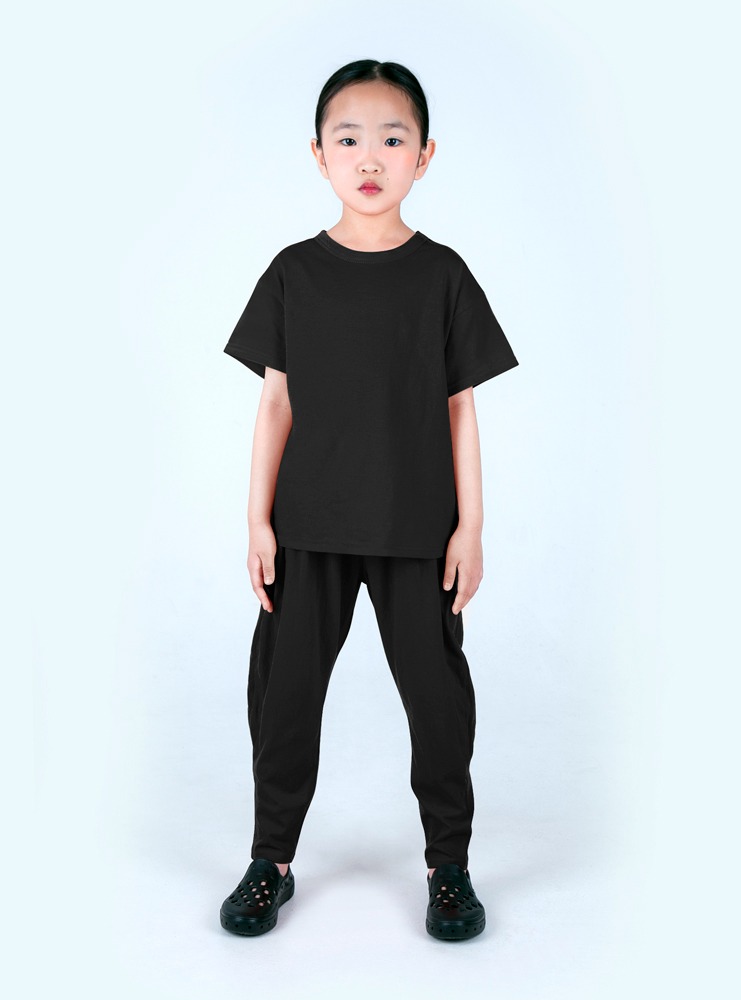 KIDS (맘커플 &#039;한정수량&#039;) 카바링 라운드 티셔츠 : 검정색