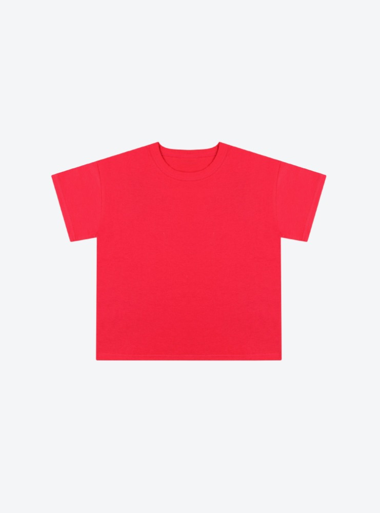 (맘) 카바링 라운드 티셔츠 : 빨간색